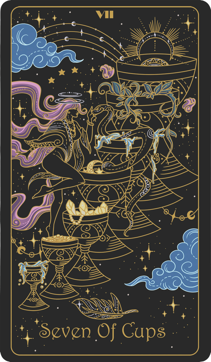 seven of cups upright