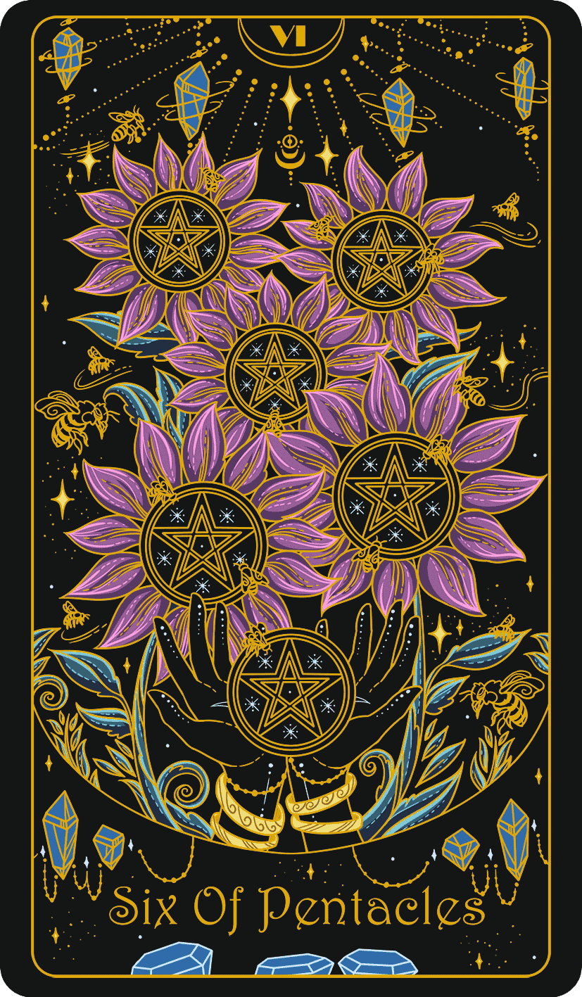 six of pentacles upright