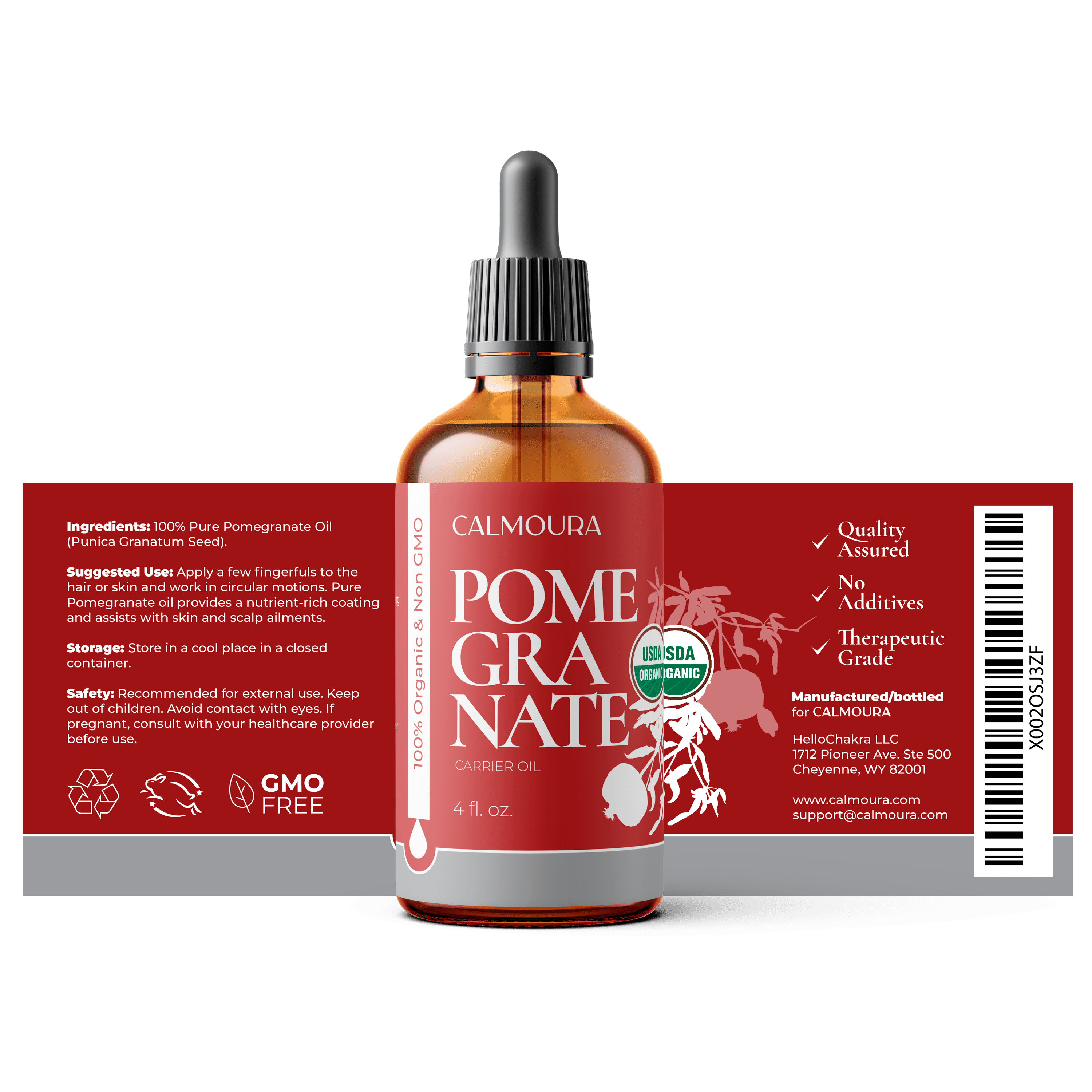 Calmoura 4 Oz Pomegranate Seed Oil (4Oz) — USDA Organic