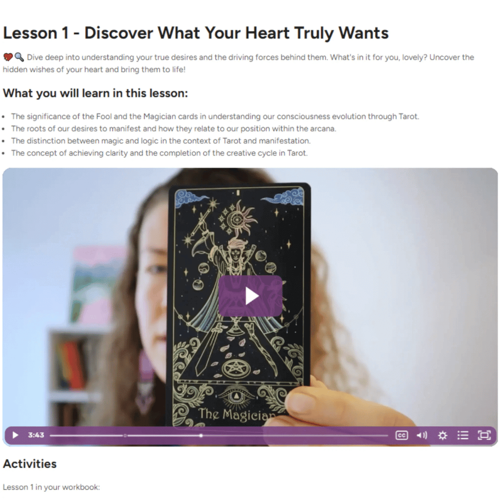 Calmoura Digital From Dreams to Reality - Manifesting Daily with Major Arcana Tarot