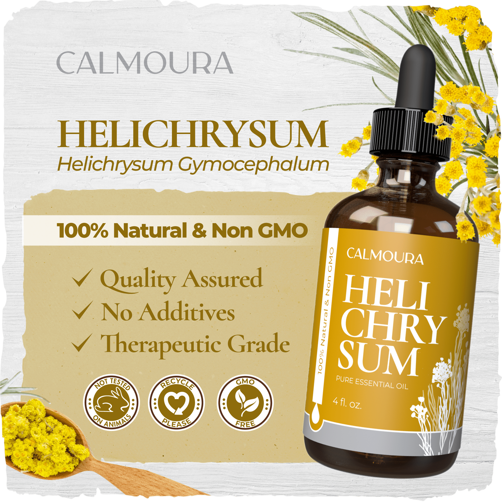 Calmoura Helichrysum Oil (4Oz) — USDA Organic