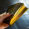 Calmoura Tridevia Golden Foil 78-Card Tarot Deck with Enlightening Affirmations in a Luxury Collector’s Box