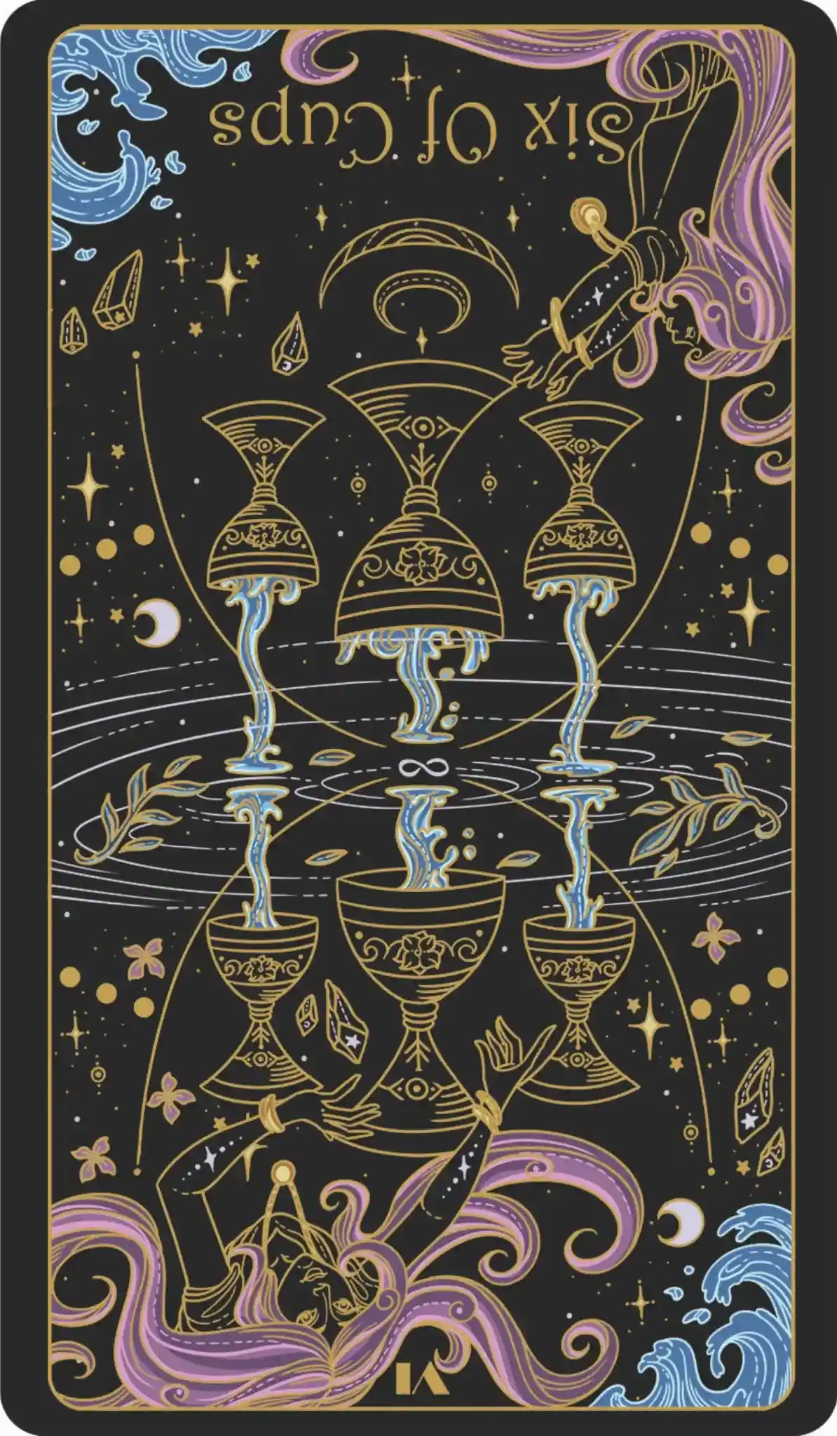 Six of Cups Tarot Card depicting two children exchanging cups filled with flowers